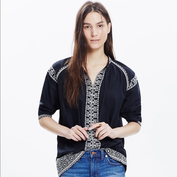 Madewell Tops - Madewell Camelia Embroidered Tassel Tunic Top